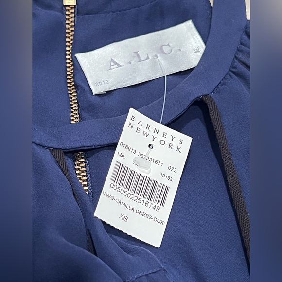 ALC Navy, 100% Washed Silk, Halter Dress - Picture 3 of 10